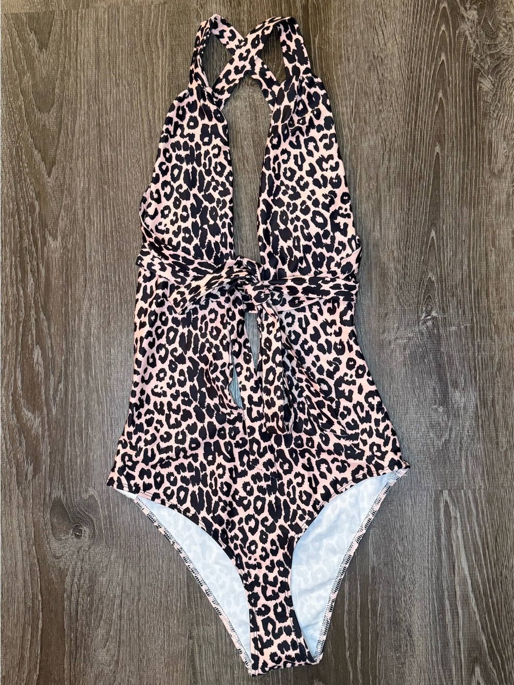 Pink Leopard Print One-Piece Swimsuit (Unbranded) - Picture 1 of 1